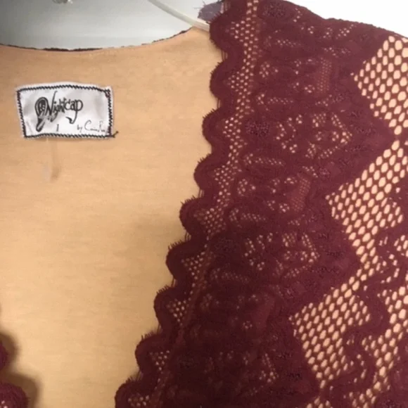 NWT NIGHTCAP SIERRA LACE V NECK Long Sleeve Dress Garnet Sz 1 - Picture 6 of 12